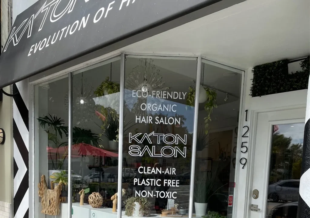 Storefront for Katon Salon, an organic, non-toxic, and plastic-free hair salon at 1259, specializing in balayage and expert haircuts. - Ka'ton Salon, Fort Lauderdale FL